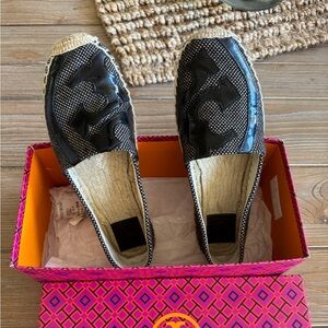 Tory Burch Black and Cream Espadrilles